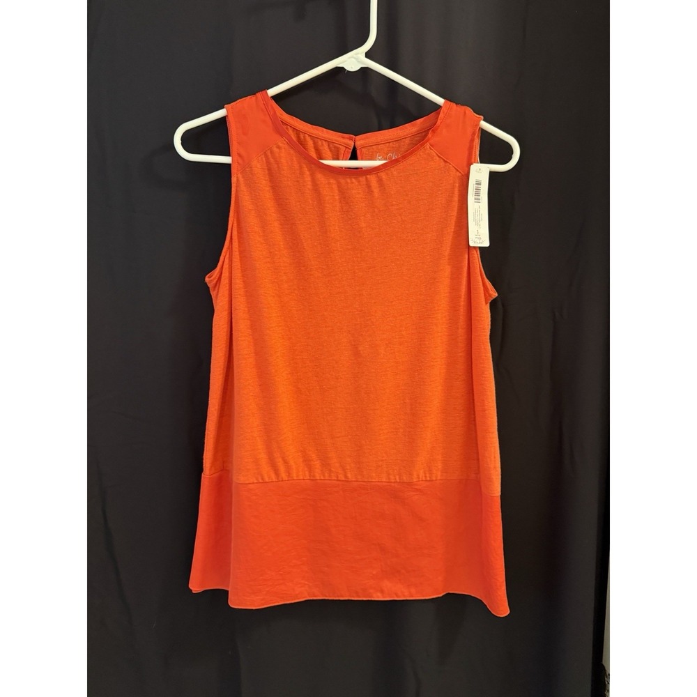 NWT Chico's Women's Petite 1 Orange Layered Sleeveless Tank Linen Blend